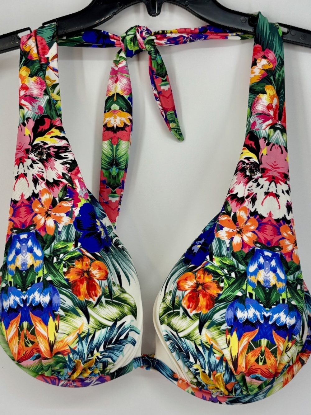 Venus Womens Size 38DD 40D Bikini Swim Top Multi Color Tropical Floral Padded